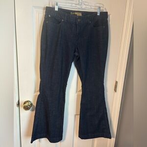 Express Women's Eva Dark Blue Fit and Flare Jeans